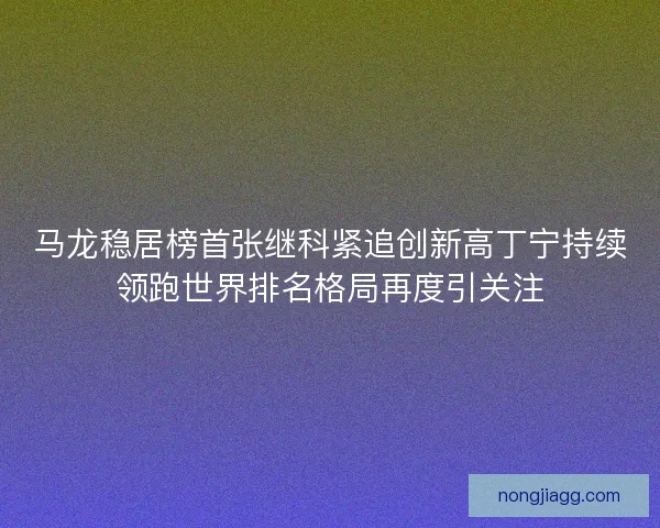 马龙稳居榜首张继科紧追创新高丁宁持续领跑世界排名格局再度引关注